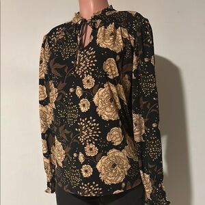 Adrianna Papell Floral Top Tunic Long Sleeve Size X Large